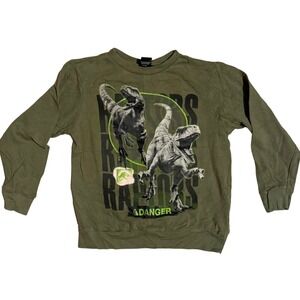Jurassic World Dominion Raptors Graphic Sweatshirt Mens Large Olive Green Y2K
